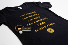 Load image into Gallery viewer, WARRIOR ~ I AM... BUNDLE (WOMEN&#39;S T-SHIRT, OIL &amp; BRACELET)
